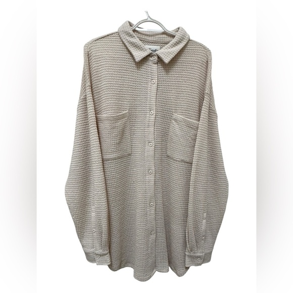✨ NWT Kuwalla Tee Waffle knit oversized button shirt XL - Picture 3 of 16